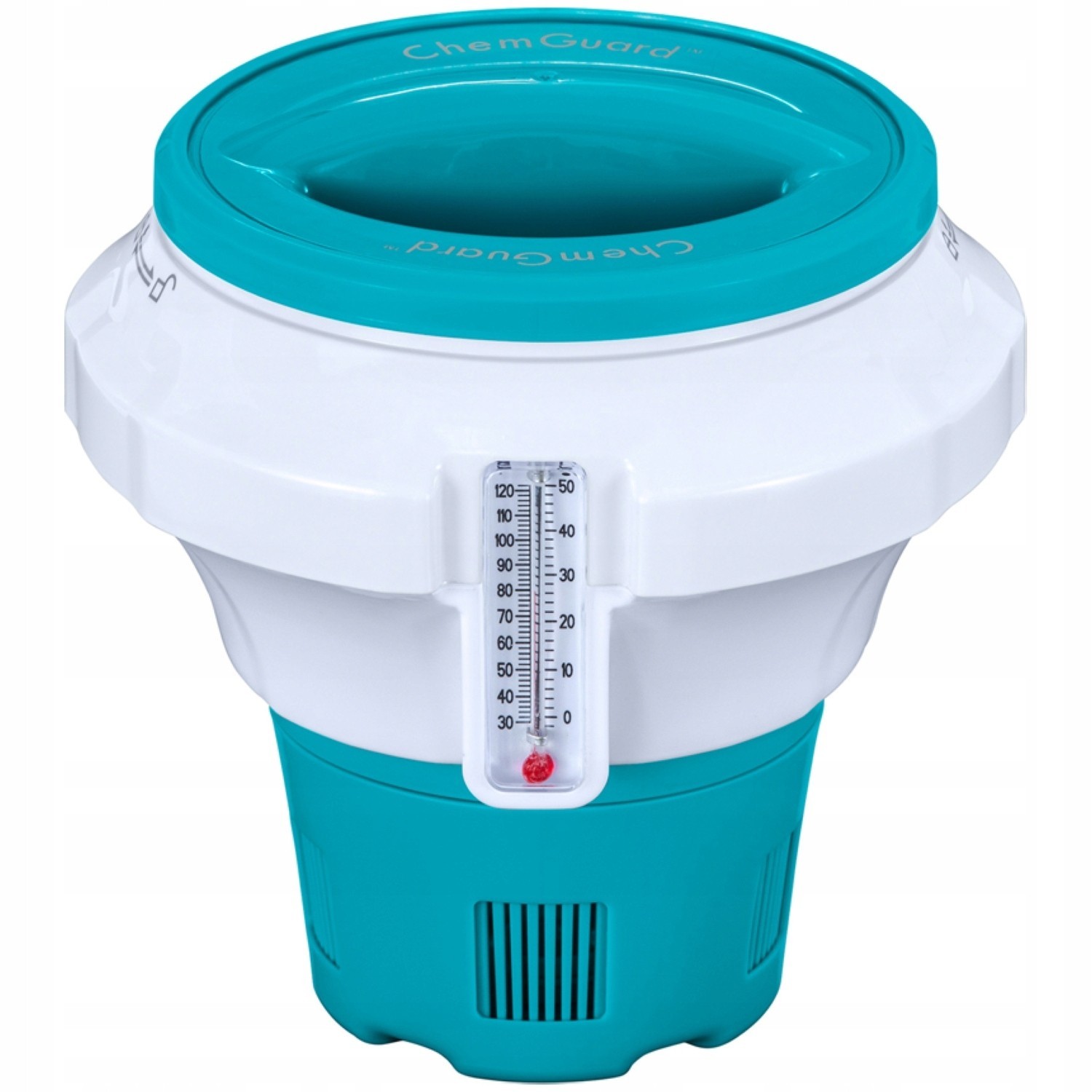 Dosificador de piscina para cloro Ø17,5x18,6cm con termómetro y fusible...