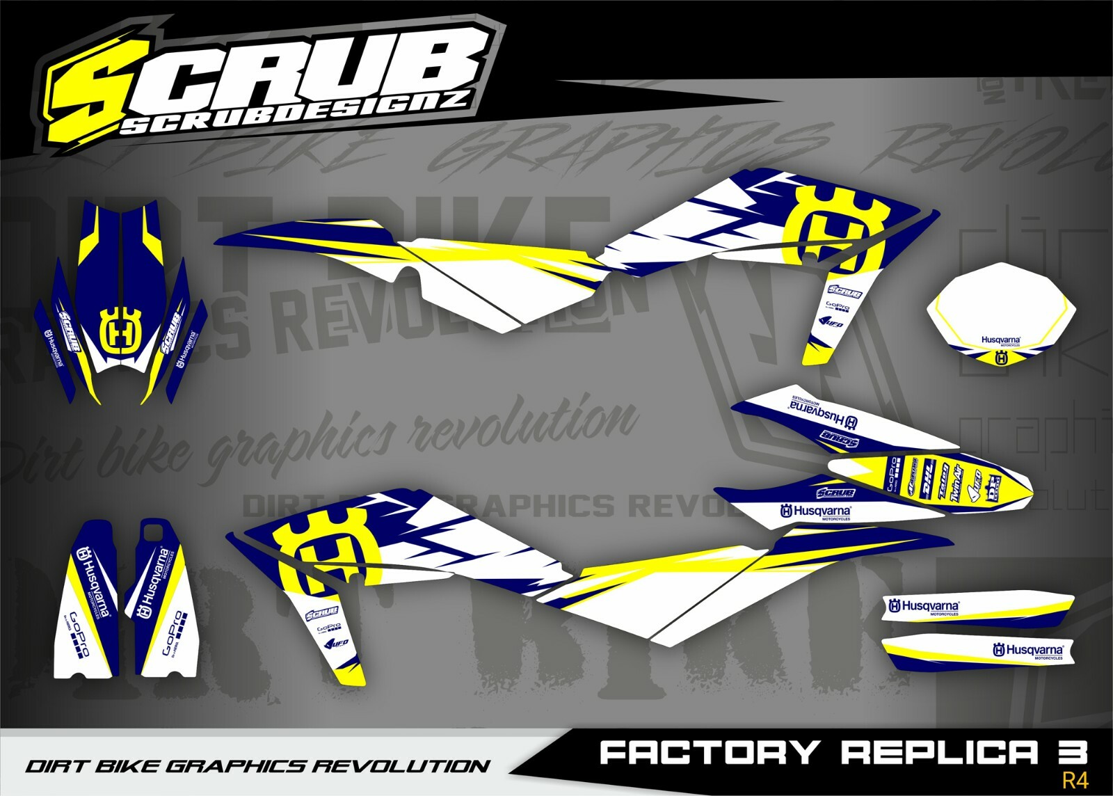Husqvarna graphics TE449 TE511 2011 2012 2013 stickers SCRUB decals