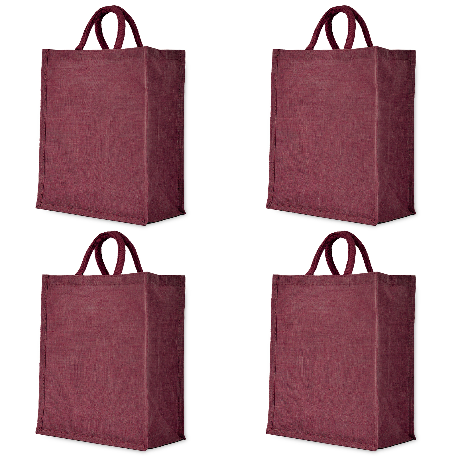 JUCOBEE 4-Pack Reusable Juco Bags – Deep Red, Pink, Green & Orange -14″x12″x6″