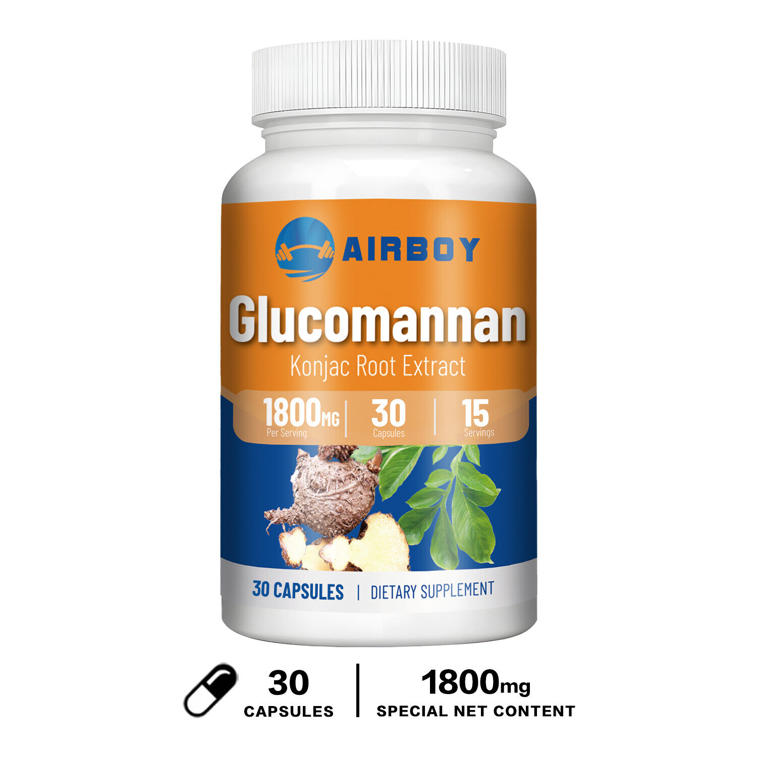 Glucomannan Konjac Root Extract 1800mg – Weight Loss, Suppress Appetite, Detox