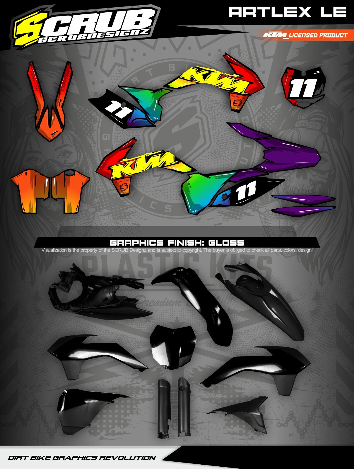 Plastics + Graphics KTM SX SX-F XC XC-F 2013-2015 Decals Stickers