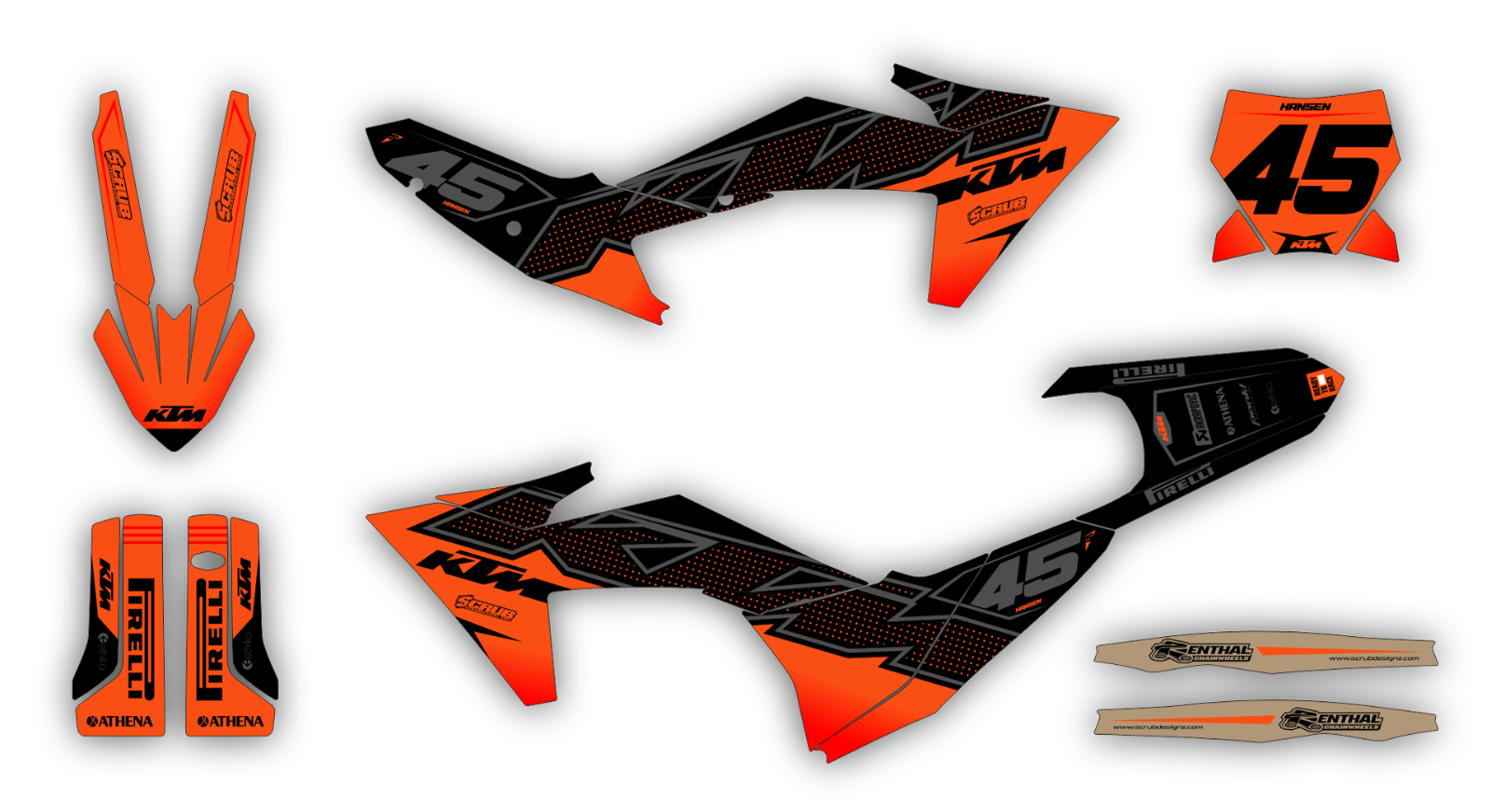 KTM Graphic SX SXF 2023 2024 125 250 300 350 450 Decals XC XCf Race Number