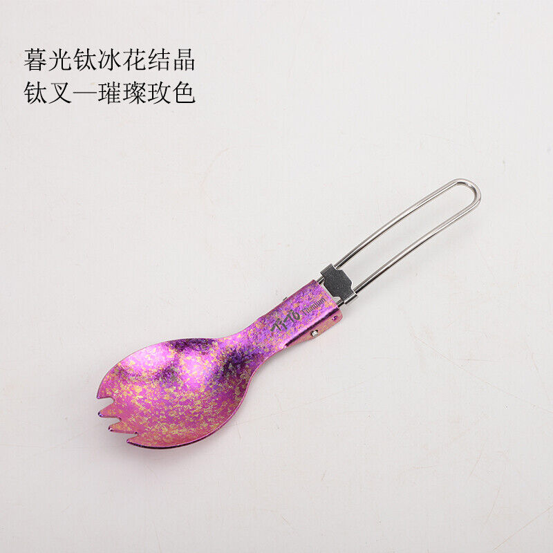 TiTo Folding Titanium Fork Spoon Camping Ice flower Folding Spork Tableware - Picture 39 of 40