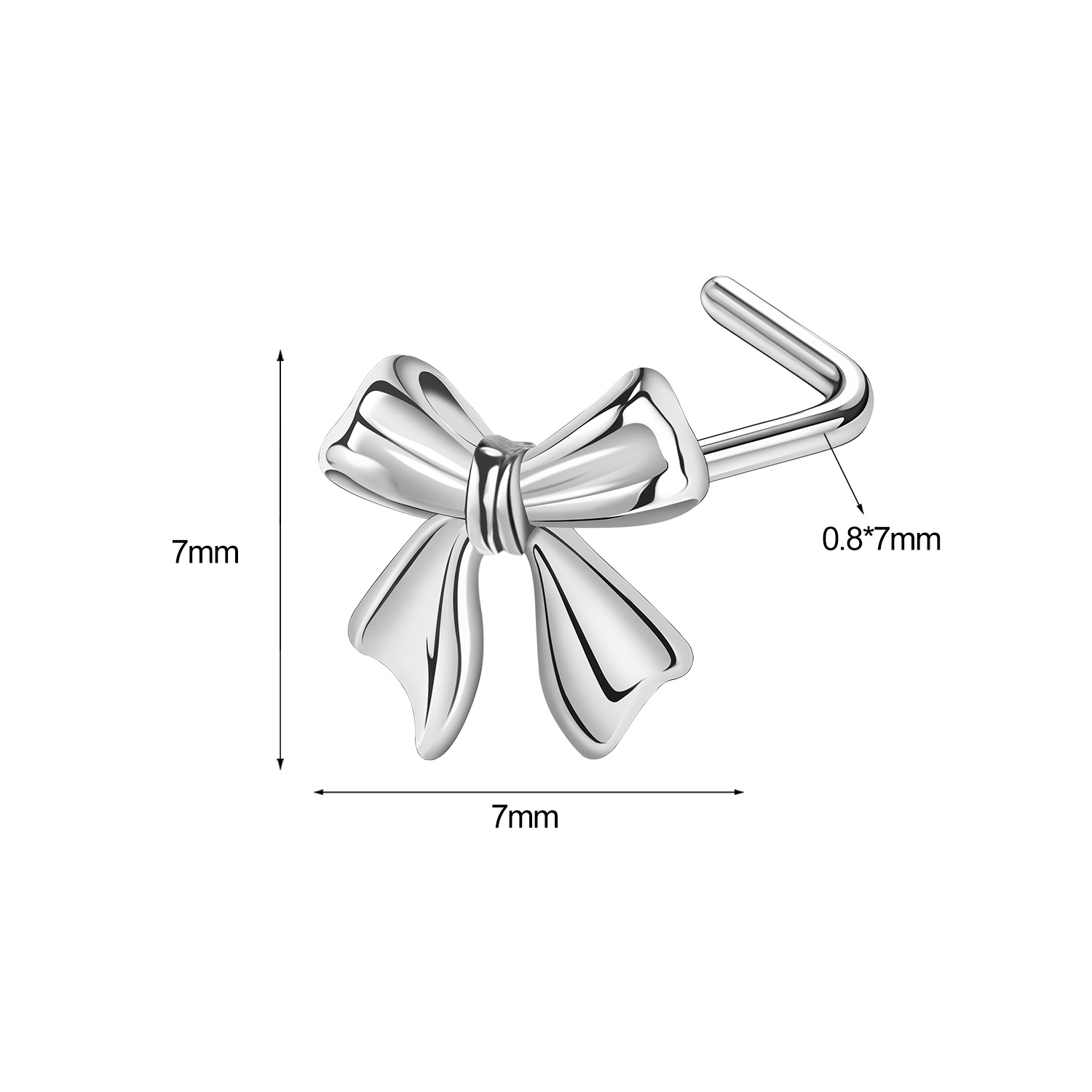 1 Pc 20G Stainless Steel L-Shape Nose Studs CZ Dangle Nostril Piercing Jewelry - Picture 23 of 117
