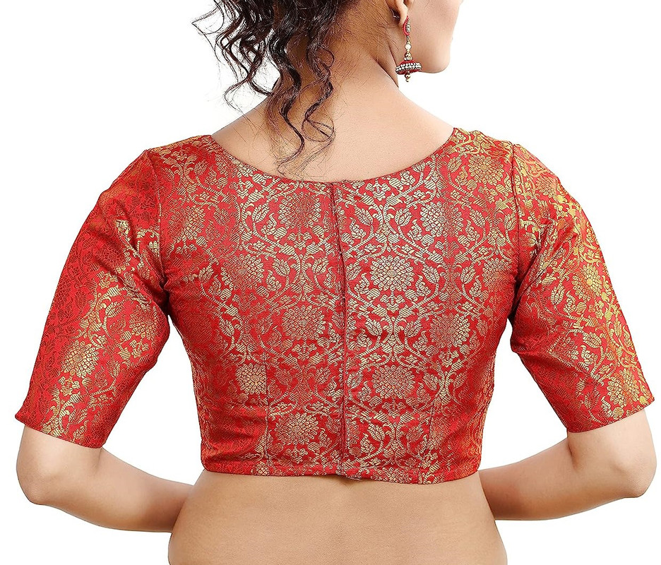 Women's Brocade Saree Blouse Bollywood Ethnic Lehenga Crop Top Tunic Partywear - Picture 78 of 98
