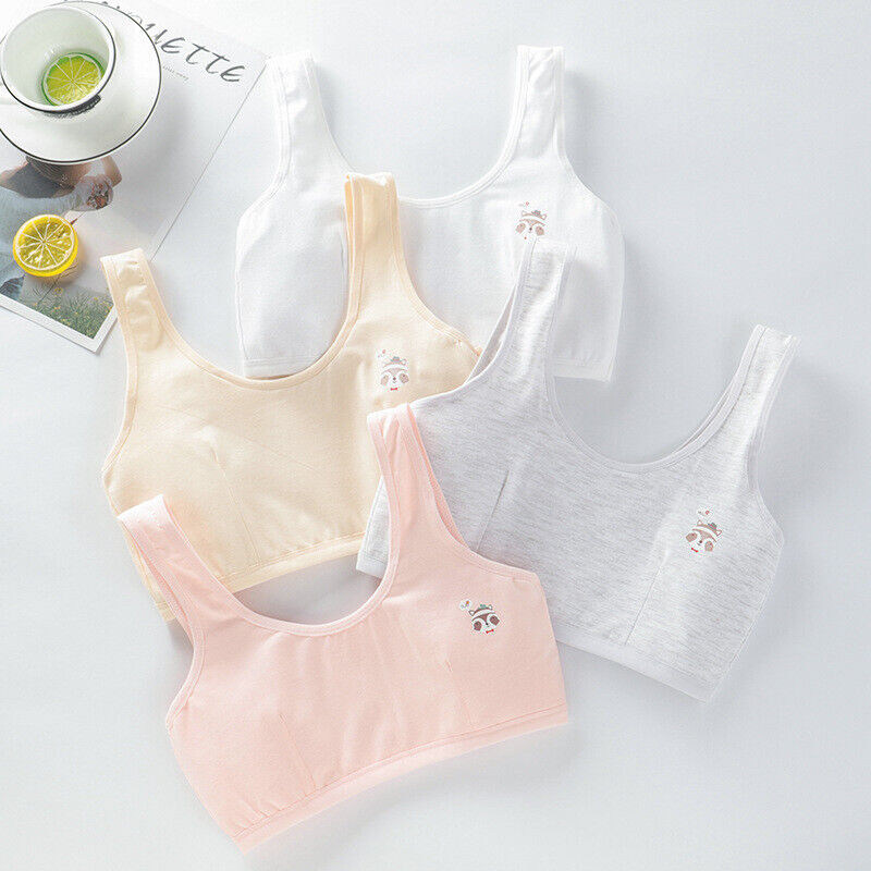 Girls Sports Bra Cotton Crop Tops Training Bras Kids to Teens 8-16 Years 4 Pack - Picture 12 of 12