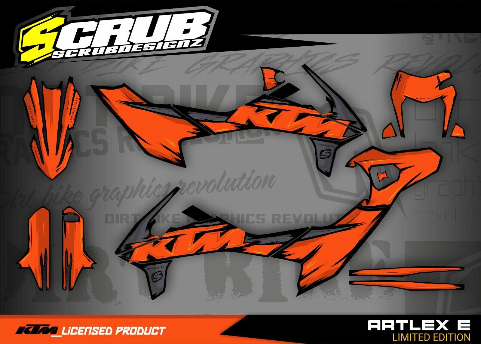 KTM graphics SMC-R 690 2019 2020 2021 2022 2023 2024 SCRUB decals Supermoto