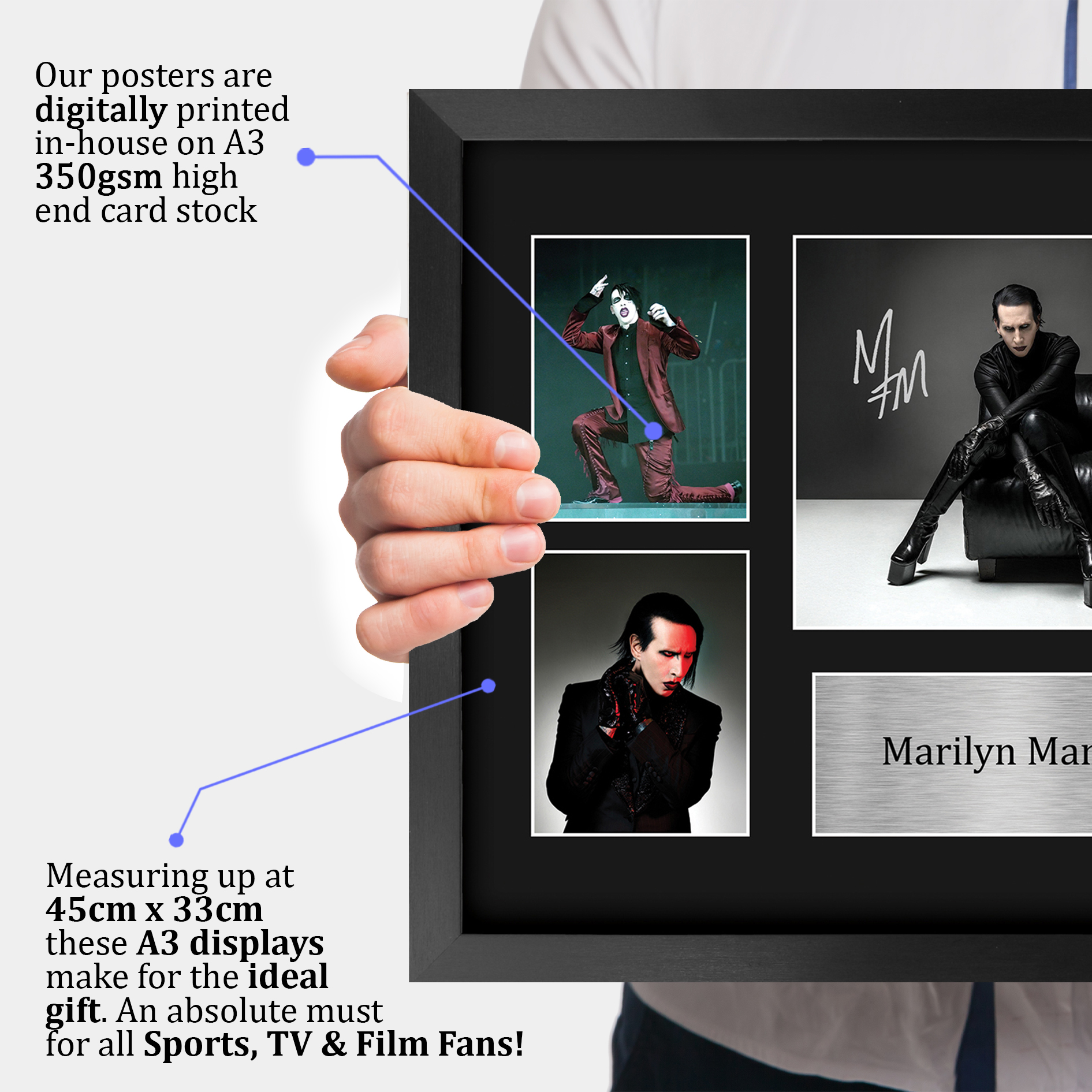 Foto A4 firmada autógrafo preimpreso de Marilyn Manson regalo para un fanático del rock - Imagen 22 de 27