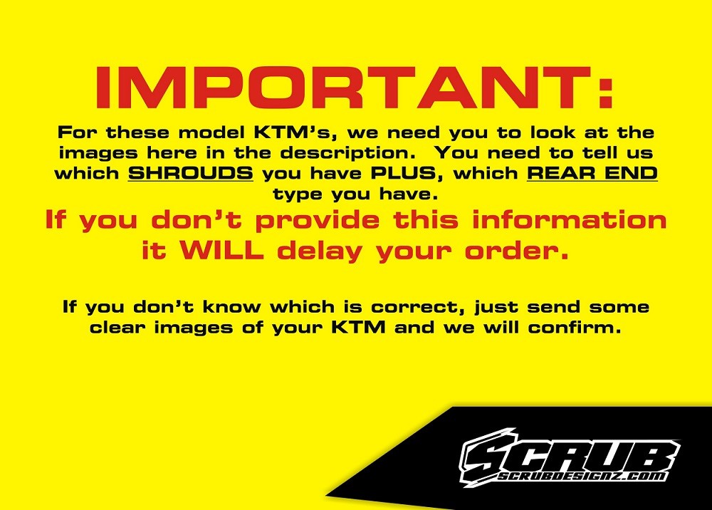 KTM graphics EXC 125 200 250 300 380 400 520 1998 2002 decal EXCf SCRUB