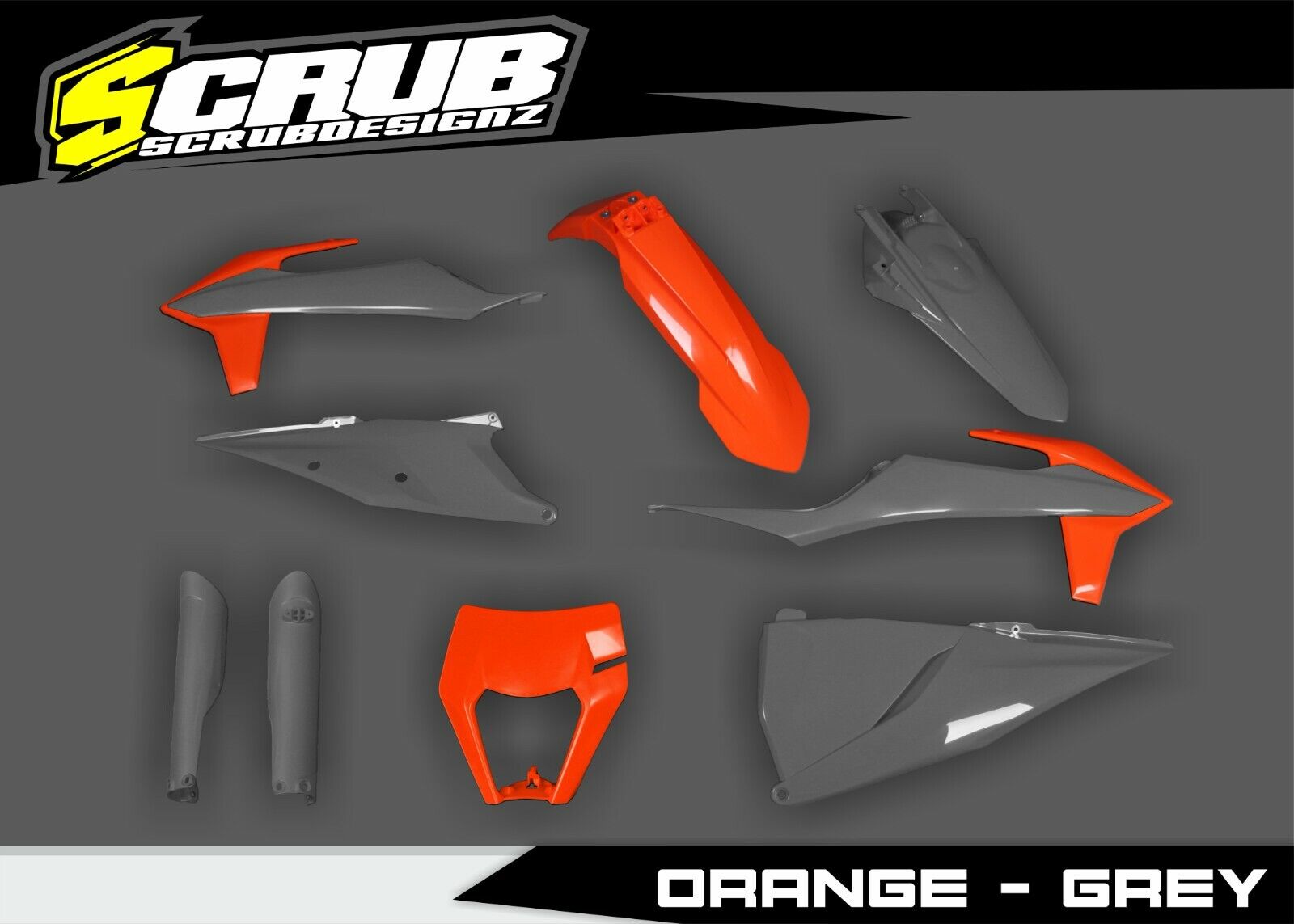 Plastics Kit KTM EXC EXC-F XC-W XCF-W 2020 2021 2022 2023 Orange - Grey