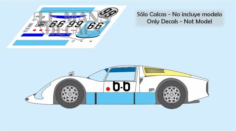 Décalcomanie Porsche 906 Le Mans 1967 - Numéro 37 - Échelles 1:18 à 1:87 - Neuf