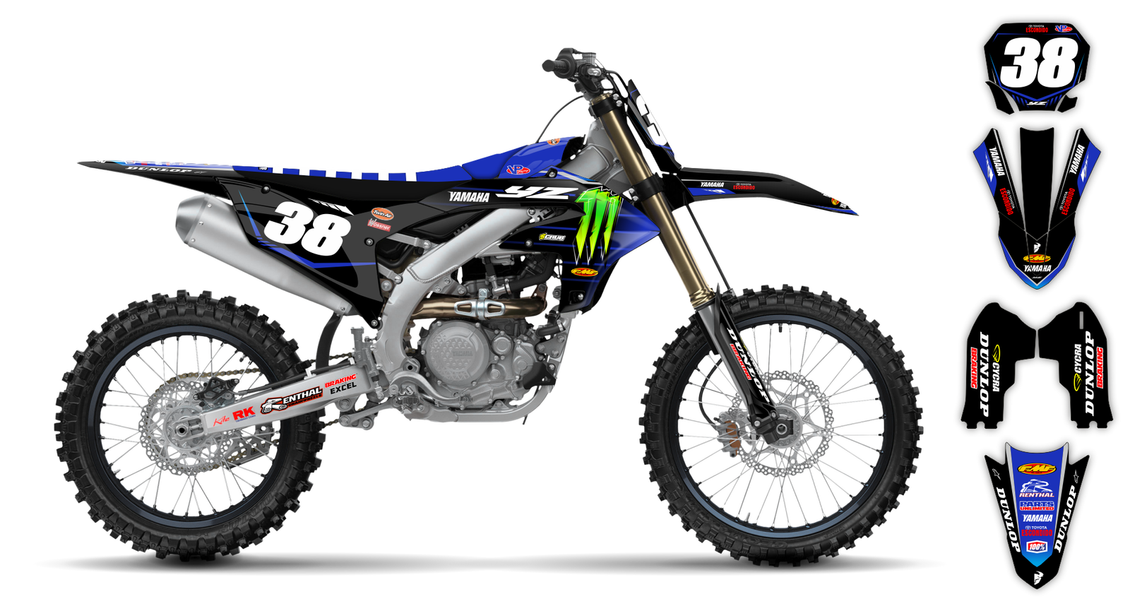 Yamaha graphics YZ450f 2023 2024 YZ250f 2024 Decals Stickers Race Number