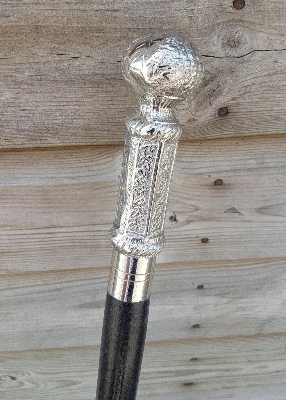 CANNE DE MARCHE en bois avec boussole de télescope en laiton victorien