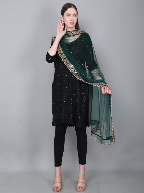Way2Like Net Bridal Dupatta Embroidered Scarf Hijab Wedding Party Wear For Women - Picture 9 of 42