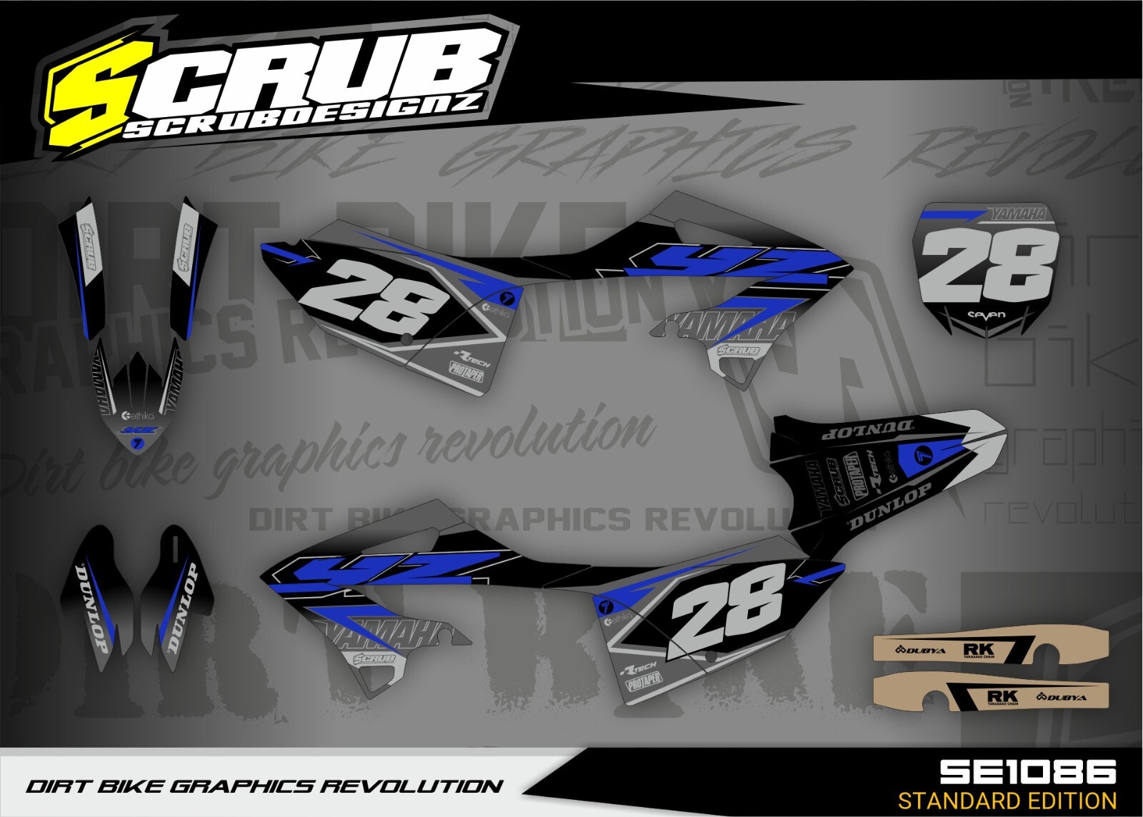 Graphics YZ125 YZ250 Yamaha 2022 2023 2024 Decals Stickers Race Number