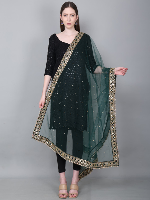 Way2Like Net Bridal Dupatta Embroidered Scarf Hijab Wedding Party Wear For Women - Picture 7 of 42