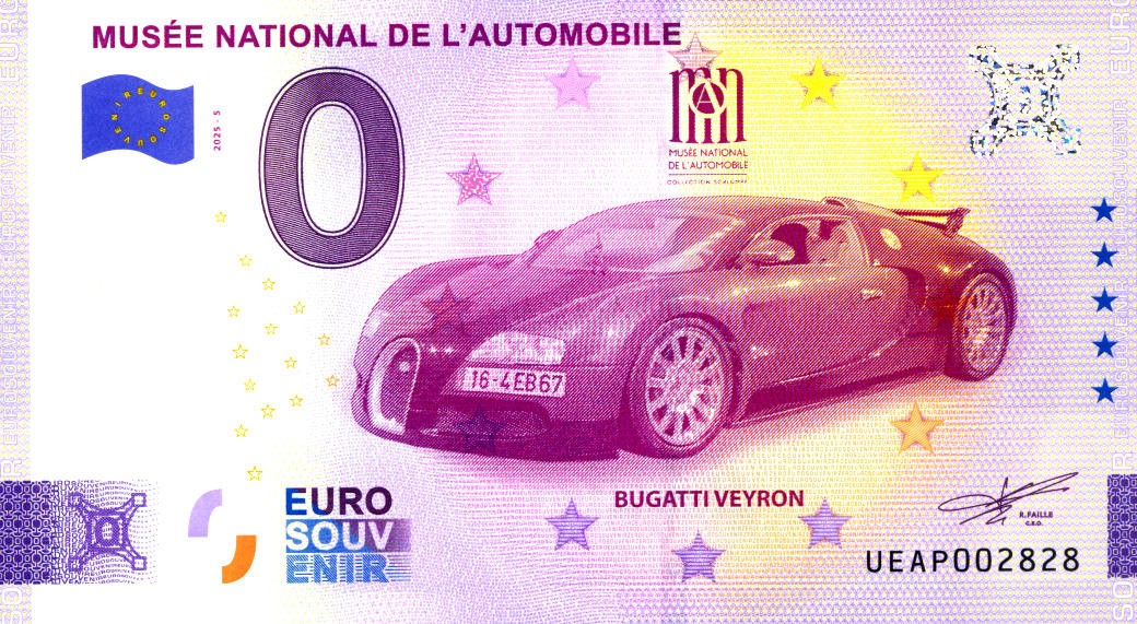 68 MULHOUSE AUTOMOBILE Museum 5, Bugatti Veyron, 2025, Souvenir Euro ...