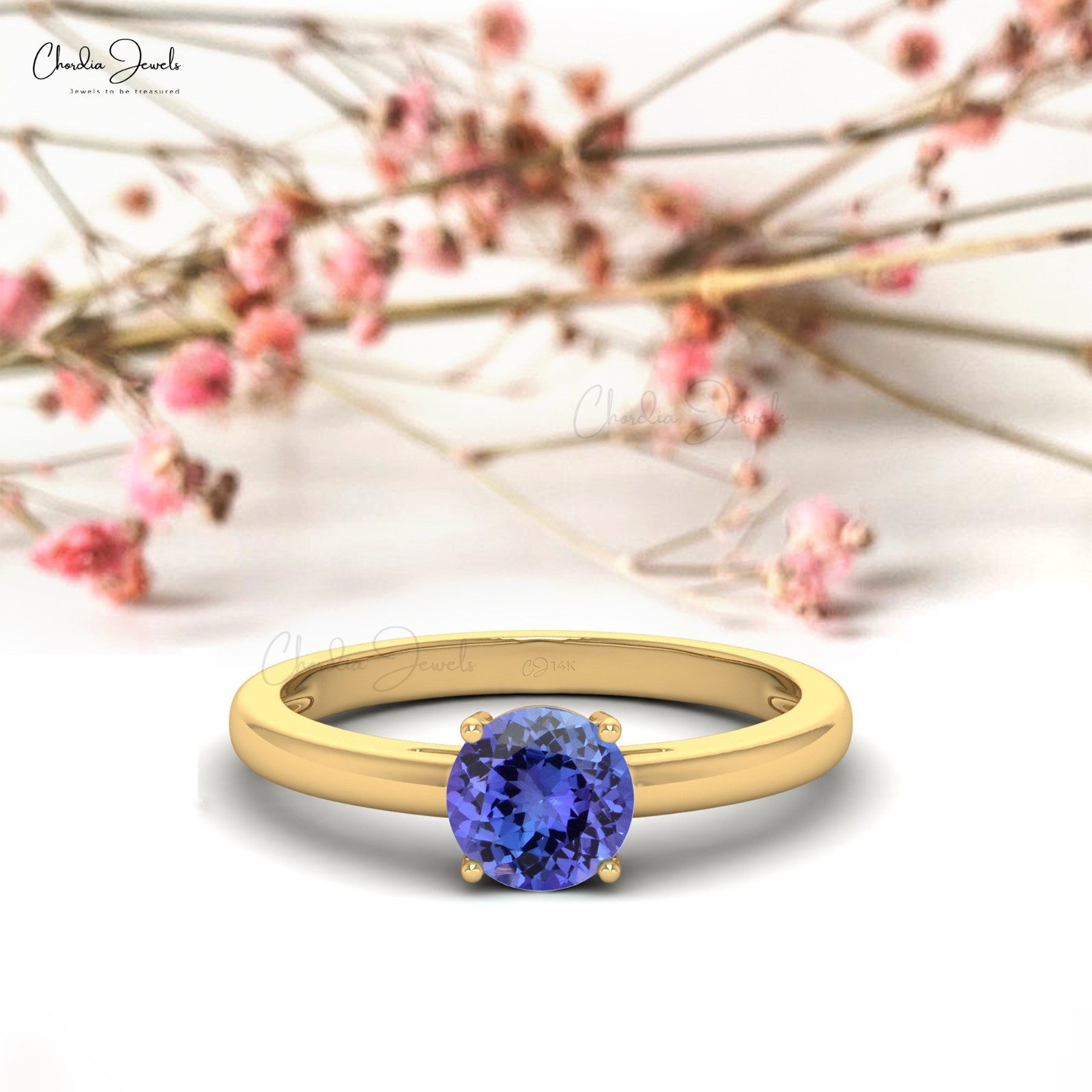 0.81 CT Round Cut Tanzanite Solitaire Ring In 14k Solid Gold Occasion Gift Ring