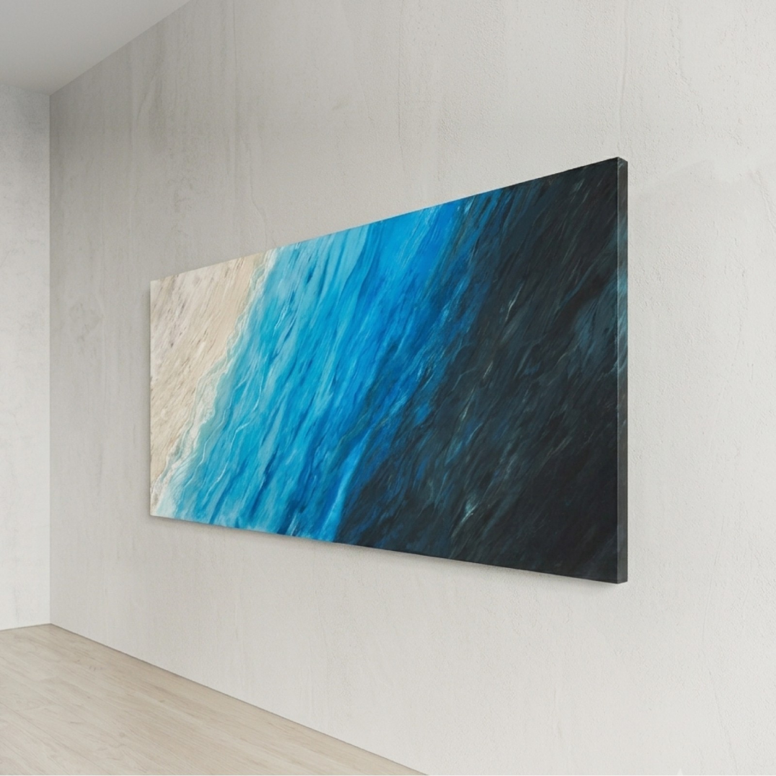 Large Modern Painting on Canvas «Marble Waves» by Raffaele David 200x100cm