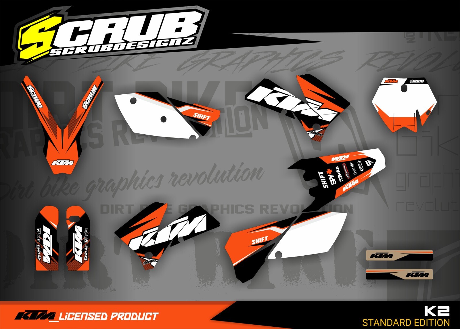 KTM SX SXf 2005 & 2006 125 200 250 450 525 Graphics Decals Stickers SCRUB