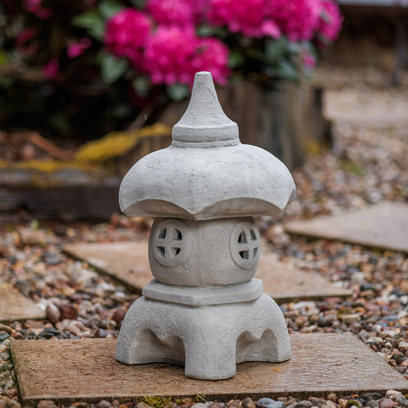 Lanterna in pietra giapponese Oki-Gata lampada in pietra 45 cm 13 kg grigio c