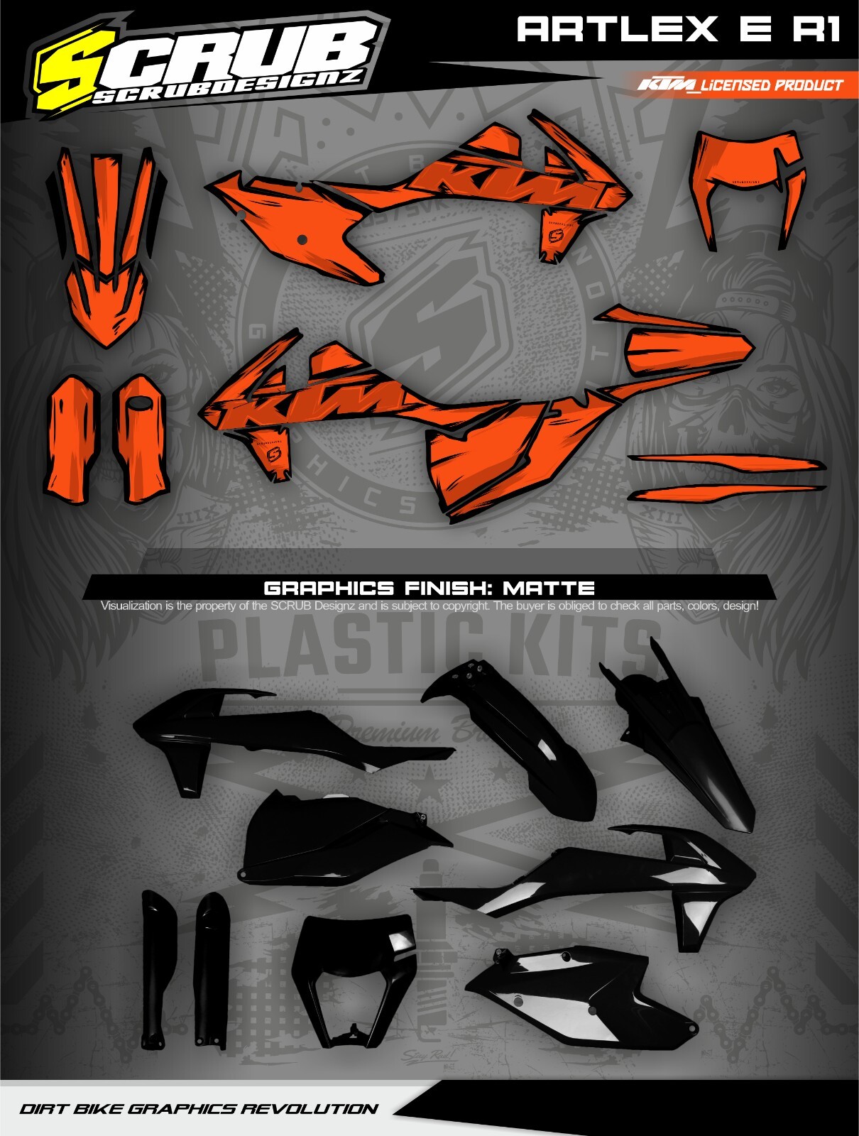 Plastics + Graphics KTM 2017 2018 2019 EXC EXC-F XC-W XCF-W * MATTE *