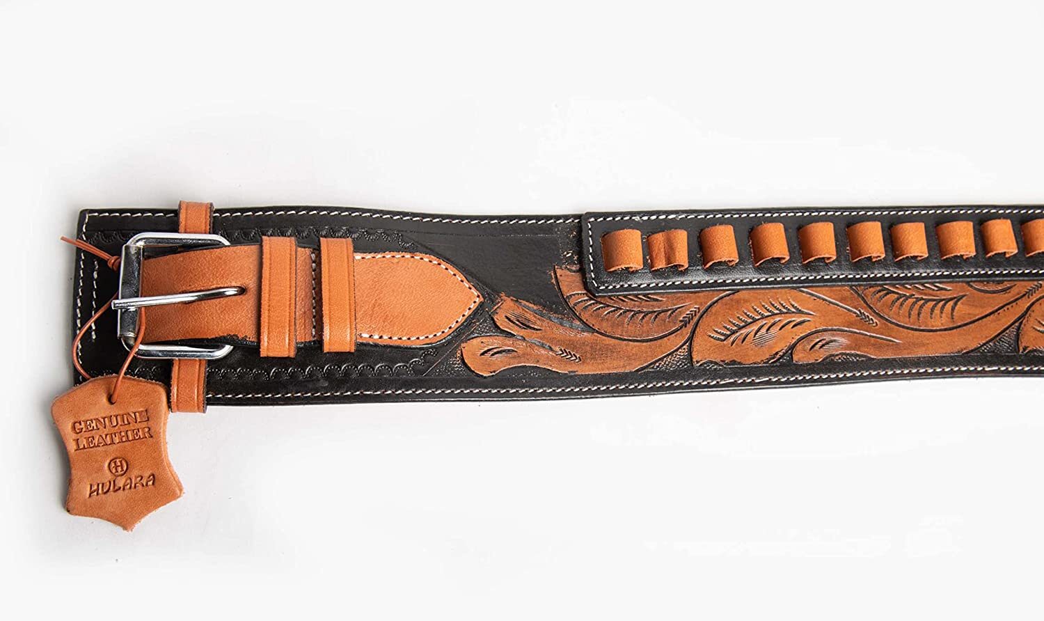 LEATHER WESTERN .22CALIBER RIGHT HAND SINGLE TOOLED HOLSTERRIG GUN BELT LOOP