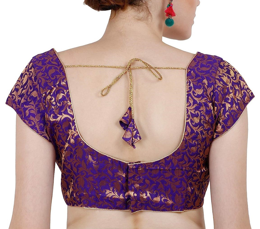 Women's Handmade Brocade Blouse Short Sleeve Saree Blouse Tunic Crop Top Choli - Picture 88 of 146