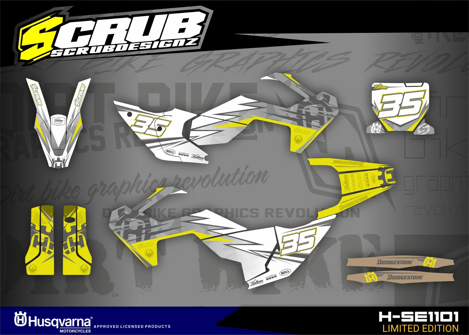 Husqvarna TC FC 2023 2024 125 250 350 450 Graphics Decals Stickers SCRUB
