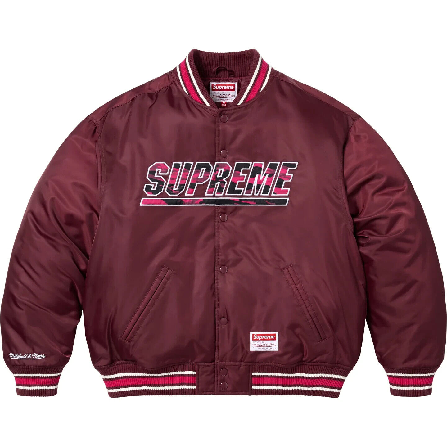 Supreme Mitchell & Ness Camo Logo Varsity Jacket 3colors 25SS