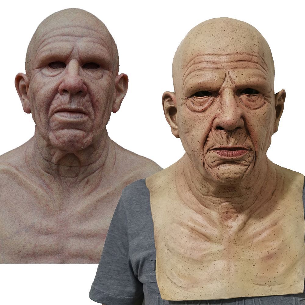 Breaking Bad alte weiße lebensechte Maske Glatze Bart alter Mann Cosplay Halloween Requisiten - Bild 26 von 31