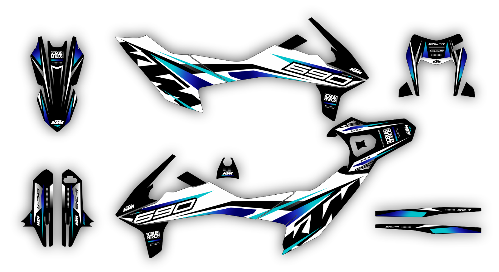 KTM graphics SMC-R 690 2019 2020 2021 2022 2023 SCRUB decals stickers Supermoto