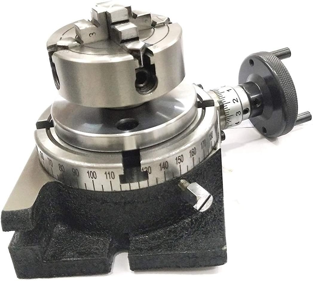 Mesa indexadora de fresado rotativa regular de 4"/100 mm con mandriles pequeños y respaldo - Imagen 8 de 8