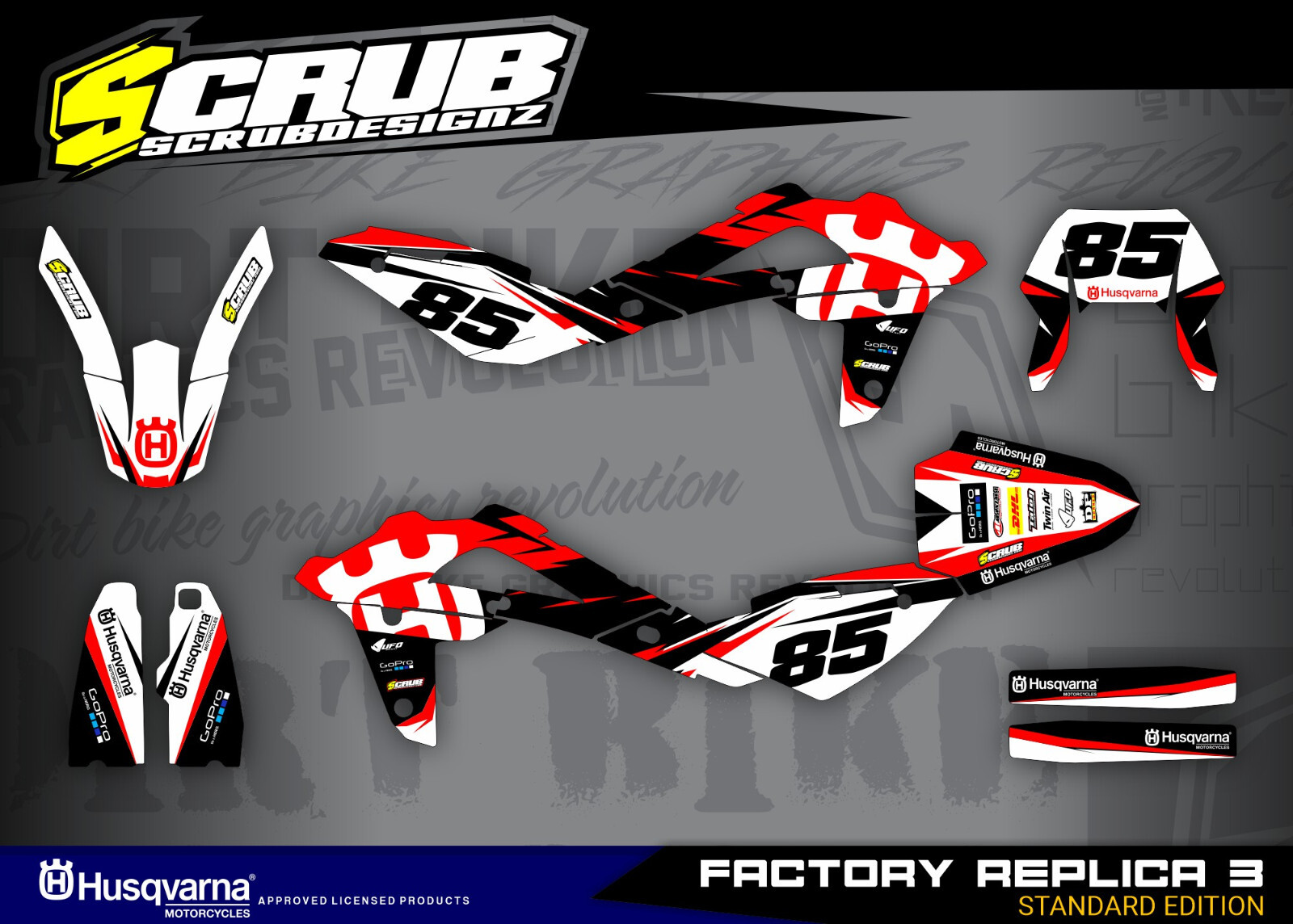Husqvarna graphics TE450 TE510 decals 2008 2009 2010 stickers SCRUB TE 450 510