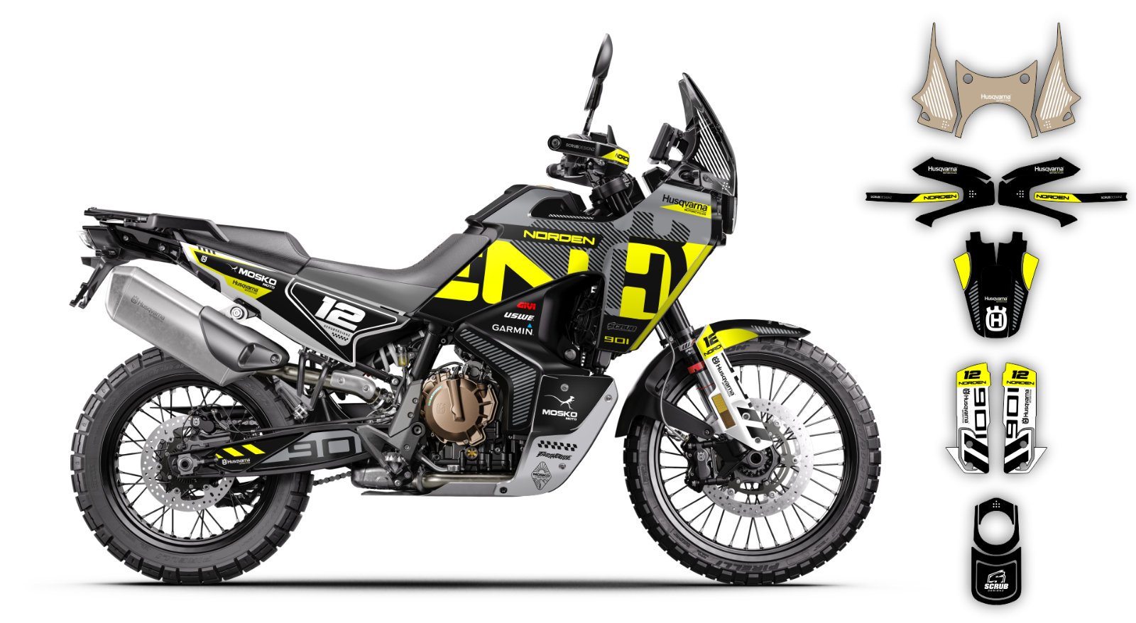 Graphics kit Husqvarna Norden 901  2020 2021 2022 2023 2024 Decals Stickers