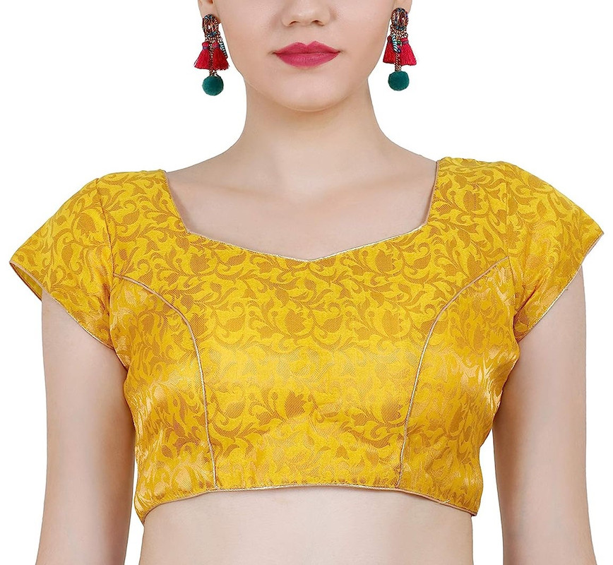 Women's Handmade Brocade Blouse Short Sleeve Saree Blouse Tunic Crop Top Choli - Picture 135 of 146