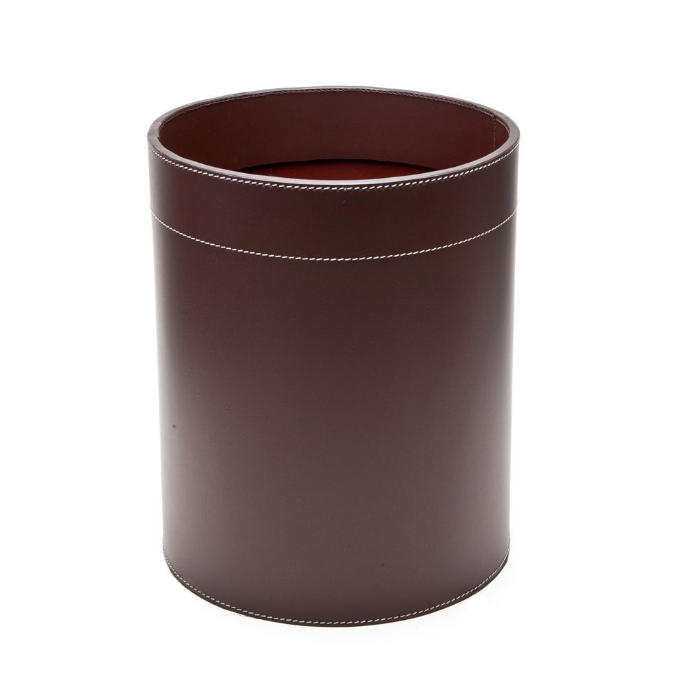 Poubelle Ronde En Cuir Shwan – Bordeaux, Cylindrique, 10 Litres, Bureau Ou Maison