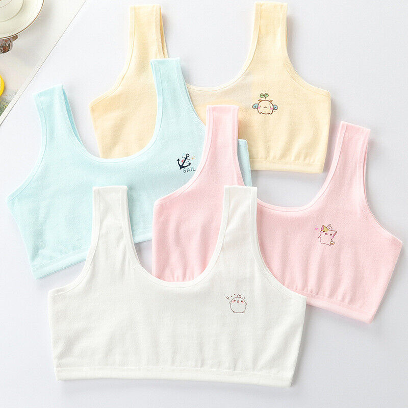 4 Pcs Girls Training Bra Kids Vest Teenage Underwear Children Bras Sports 8-12Y - Picture 11 of 12