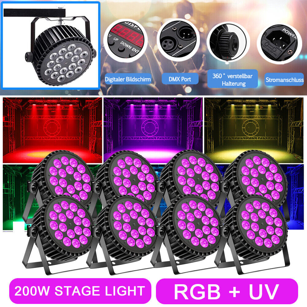 2 Faretti LED Par RGB Professionale - 36 LED, Telecomando, DMX, Attivazione Sonora Per Feste E Eventi