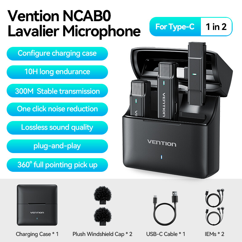 Wireless Lavalier Microphone Charger Case Portable Audio Video Receiver Mini Mic