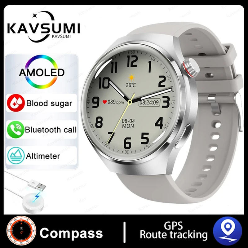 Reloj inteligente para hombre con GPS - HD AMOLED pantalla, seguimiento cardíaco