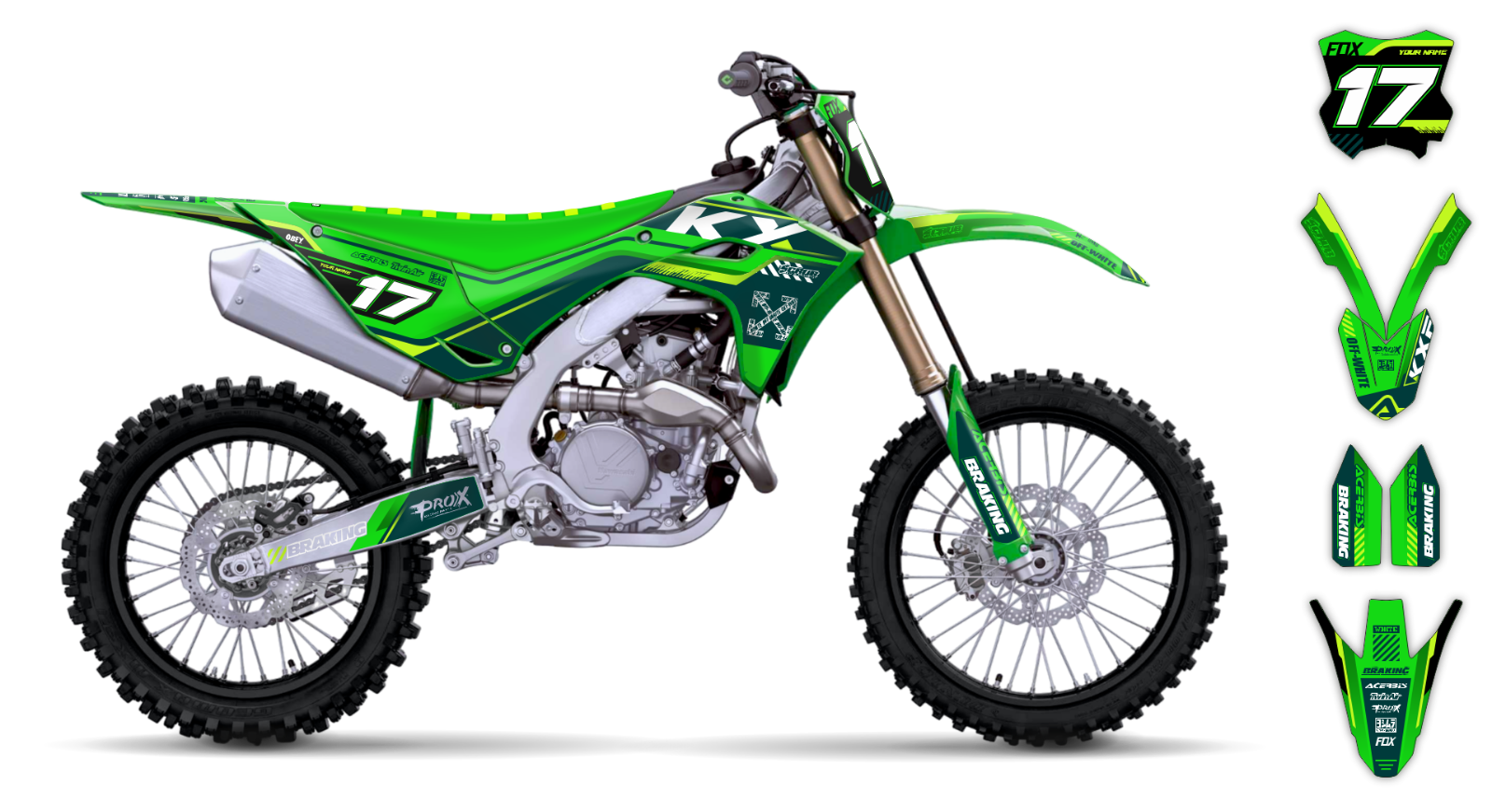 Graphics kit Kawasaki  KX250 2025 + KX450 2024 2025 Stickers Decals KX450X