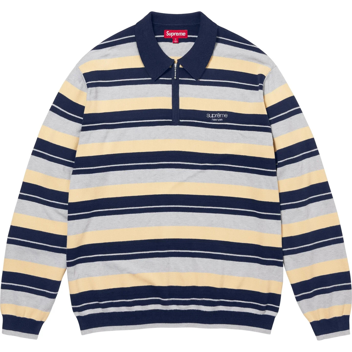 Supreme Stripe Zip Up Polo Sweater M Zip Supreme Stripe Top FW25