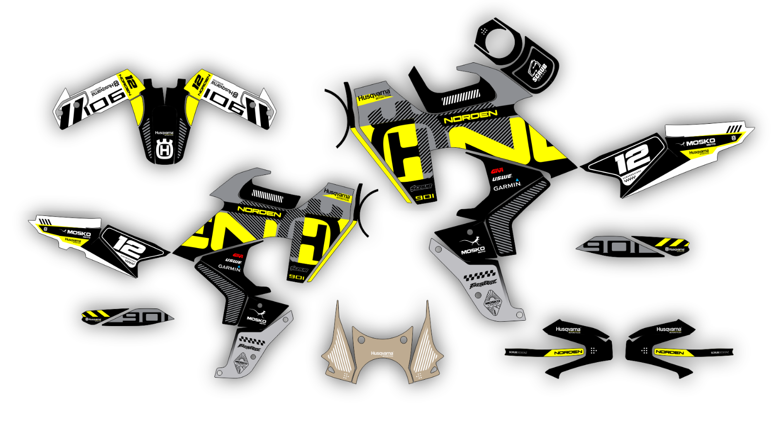 Graphics kit Husqvarna Norden 901  2020 2021 2022 2023 2024 Decals Stickers
