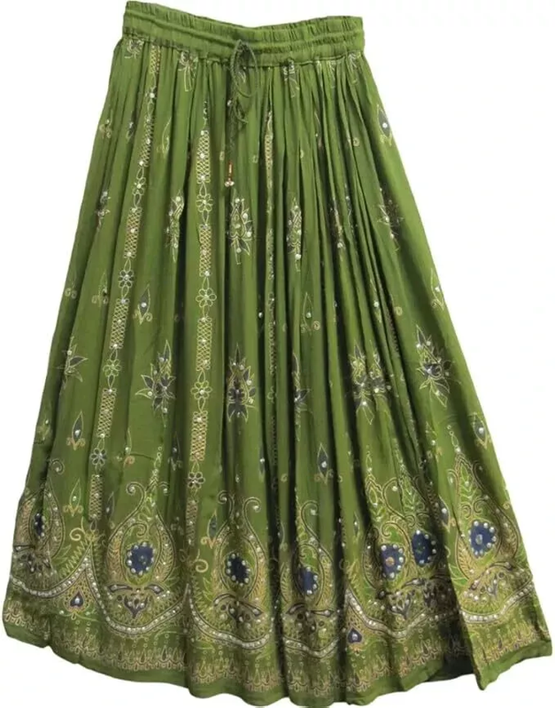 Women's Skirt Sequin Crinkle Handmade Gypsy Long Lehenga Hippie Boho Maxi Skirts - Bild 6 von 30