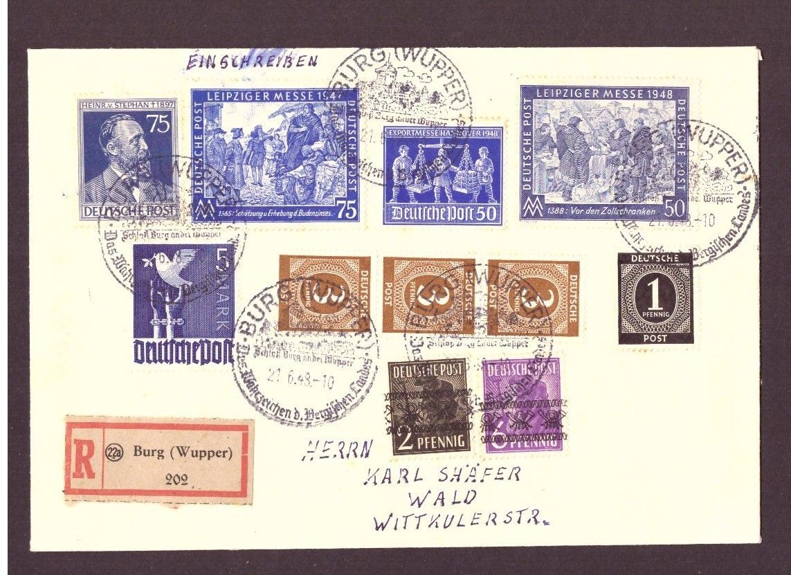 Register Allied occupation – Burg Wupper near Wald + SST 21.6. 1948