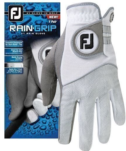 SALE: Men's FootJoy FJ Rain Grip Golf Gloves Pair White / Black - Picture 5 of 8