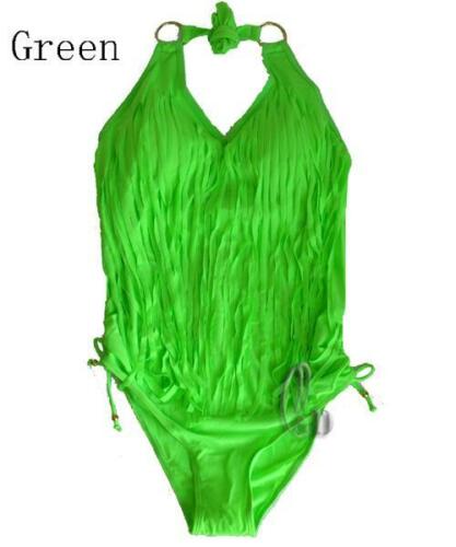 AU SELLER Traje de baño de talla grande acolchado Traje de baño con flecos...