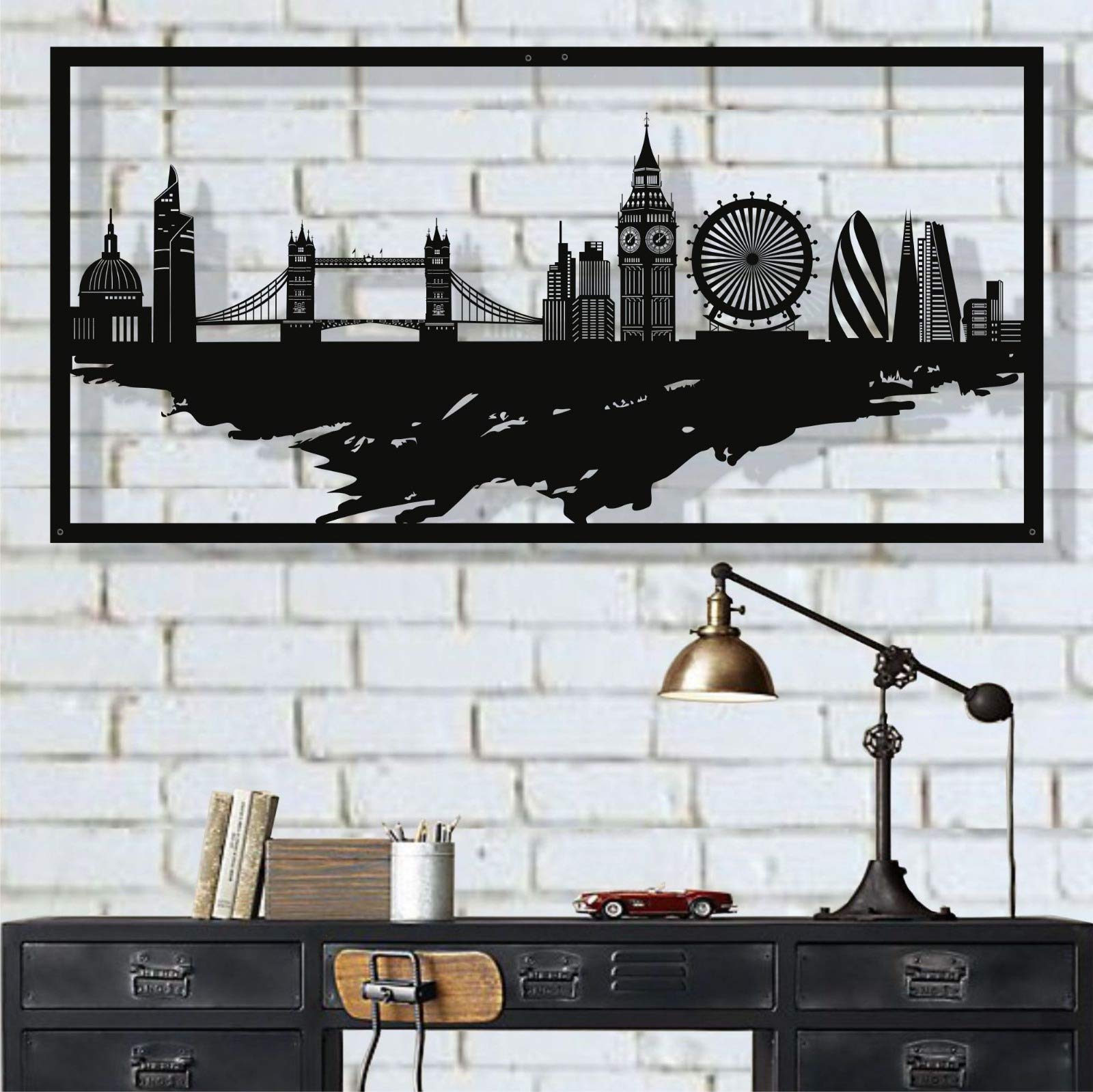 Metal Wall Art, London Skyline Silhouette, Metal Wall Decor, Home Office Decor, - Picture 4 of 4