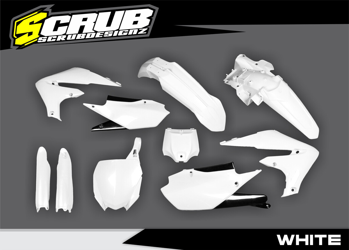 Yamaha YZ450F 2018 2019 2020 2021 2022 Plastics kit + Fork guards WHITE YZ 450f